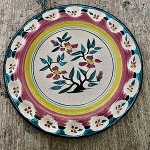 Vintage Majolica Pottery Deviled Egg Platter Centerpiece